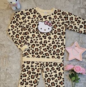 Hello Kitty Cream and Black Leopard Pajama Set